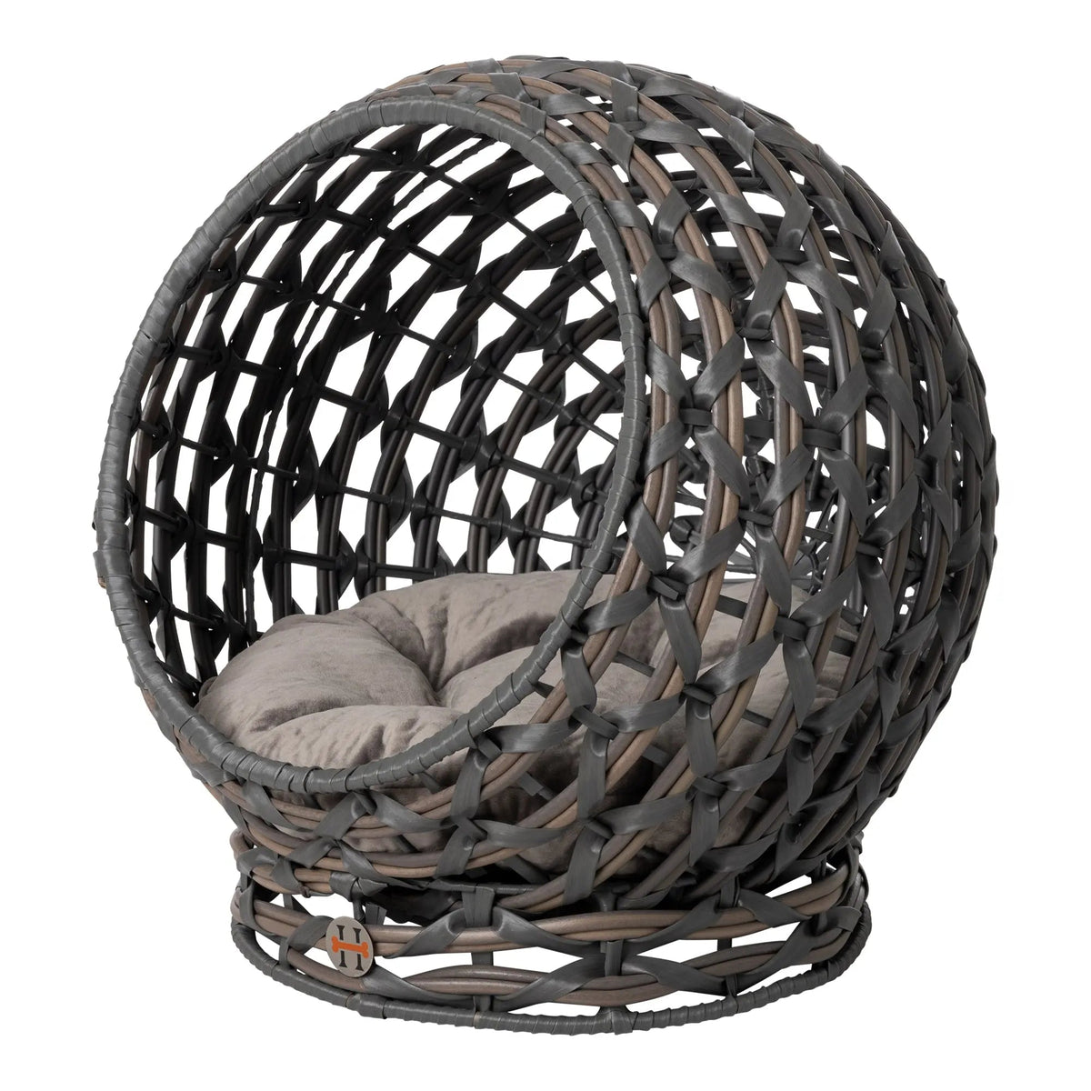 Huntley Pet Hemisphere Rattan Pet Bed, Elevated With Cushion