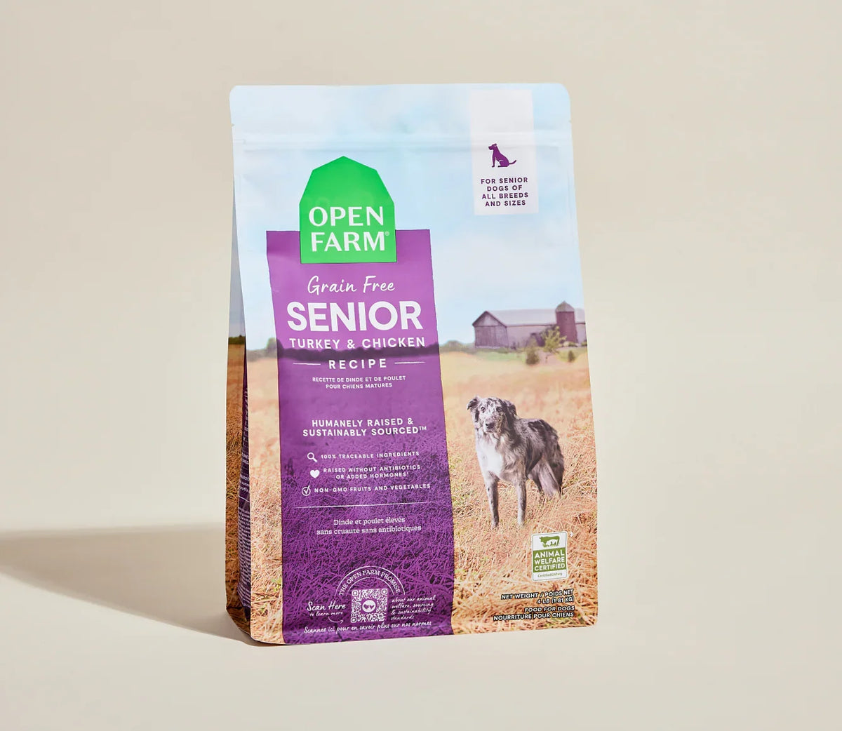 Open Farm Grain Free Senior Turkey & Chicken Dry Dog Food (4lb)